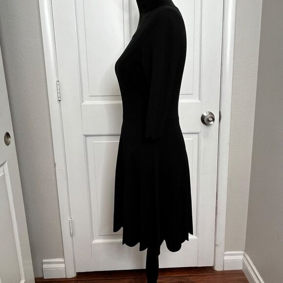 Lulu's Women's S Black Scallop Edge Fit Flare‎ Dress 3/4 Sleeve New With Tags - Picture 4 of 9